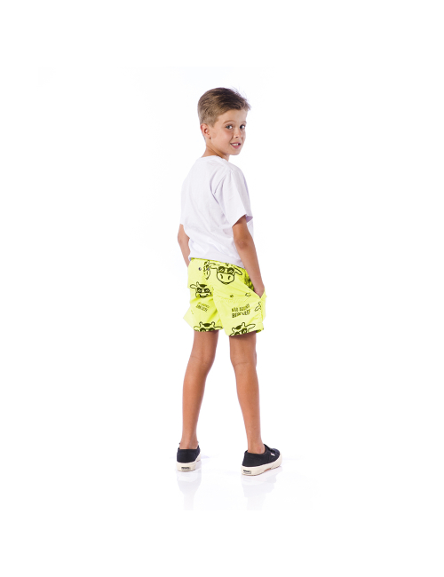 Short Infantil Praia Masculino Amarelo Neon Não Aguenta Bebe Leite