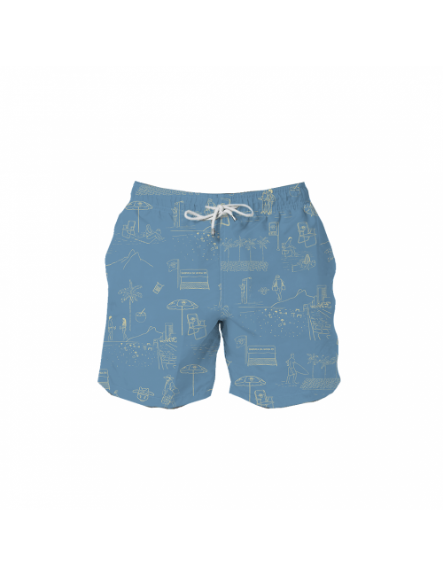 Short Infantil Praia Masculino Cantinho do Leblon Azul Claro Short Infantil Praia Masculino Cantinho do Leblon Azul Claro