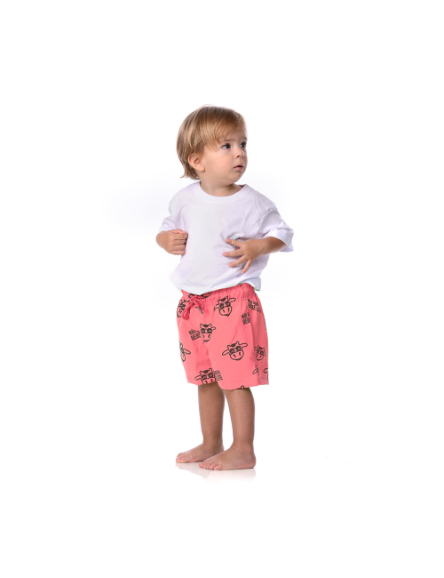 Short Infantil Praia Masculino Rosa Neon Não Aguenta Bebe Leite