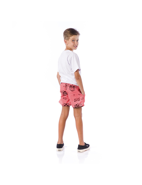 Short Infantil Praia Masculino Rosa Neon Não Aguenta Bebe Leite