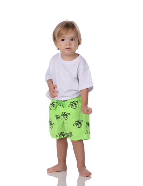 Short Infantil Praia Masculino Verde Neon Não Aguenta Bebe Leite