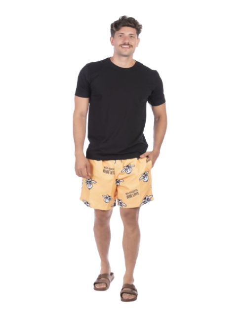 Short Masculino Praia Amarelo Não Aguenta Bebe Leite 