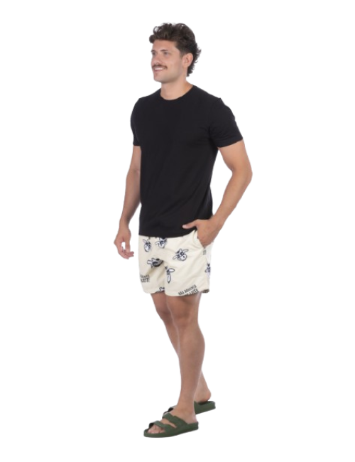 Short Masculino Praia Amarelo Pastel Não Aguenta Bebe Leite