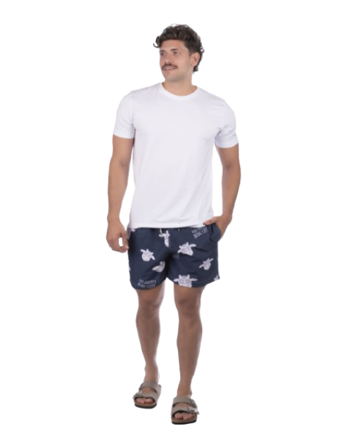 Short Masculino Praia Azul Marinho Não Aguenta Bebe Leite 