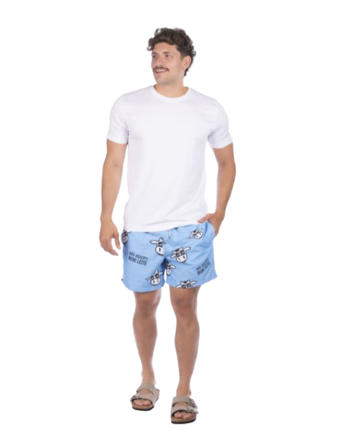 Short Masculino Praia Azul Pastel Não Aguenta Bebe Leite