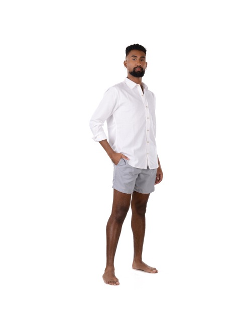 Short Masculino Praia Cinza Liso