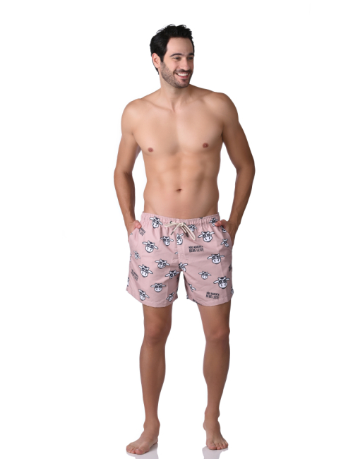 Short Masculino Praia Marrom Pastel Não Aguenta Bebe Leite