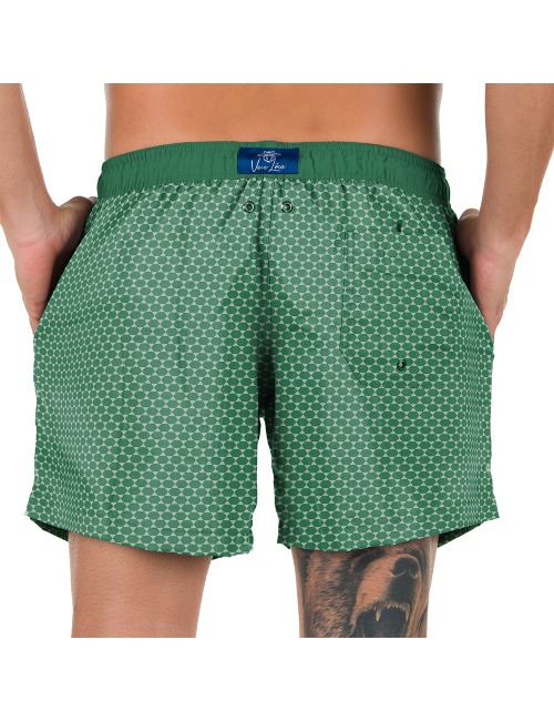 Short Masculino Praia Verde Cobalto Geométrico