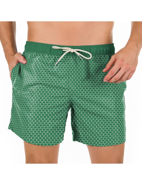 Short Masculino Praia Verde Cobalto Geométrico