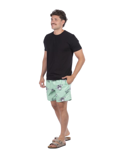 Short Masculino Praia Verde Pistache Pastel Não Aguenta Bebe Leite
