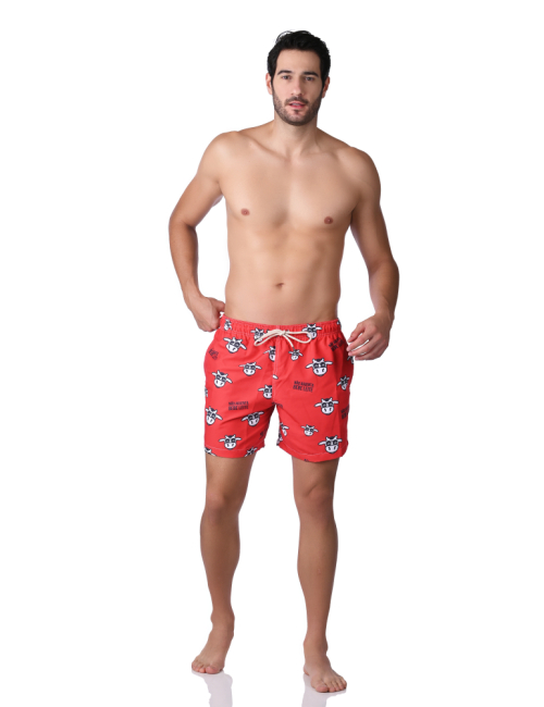 Short Masculino Praia Vermelho Ferrari Não Aguenta Bebe Leite