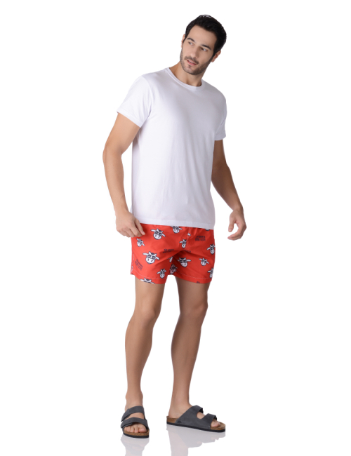 Short Masculino Praia Vermelho Ferrari Não Aguenta Bebe Leite