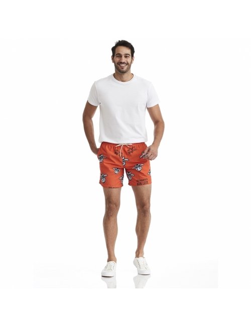 Short Masculino Praia Laranja Não Aguenta Bebe Leite 