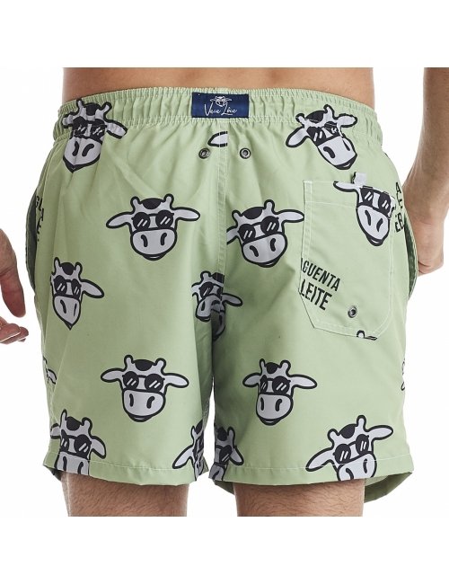 Short Masculino Praia Verde Não Aguenta Bebe Leite 