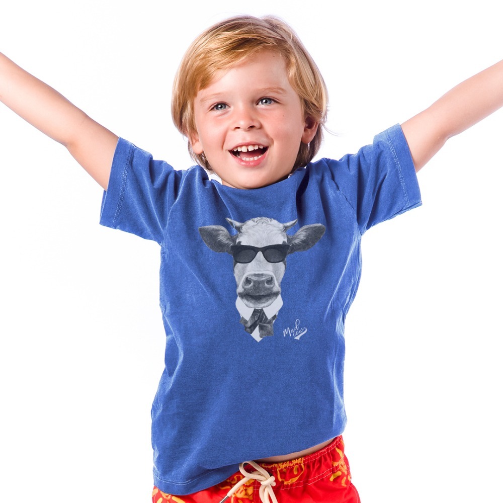 Camiseta Infantil Mad Cow Azul