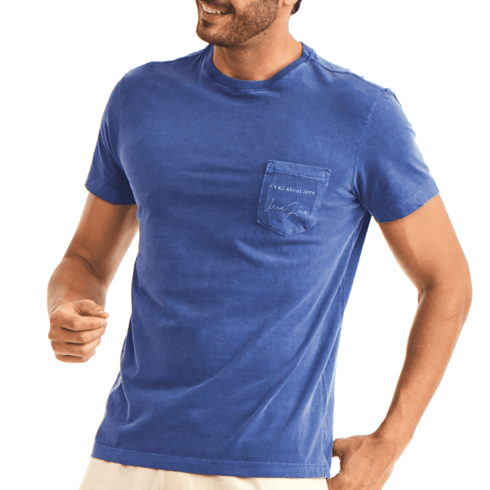 Camiseta Masculina Bolso Estonada Azul - Its All About Love 