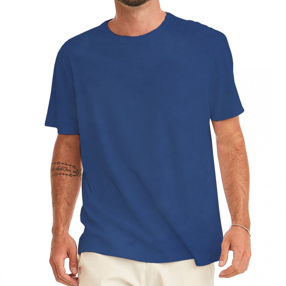 Camiseta Masculina Estonada Básica Azul 