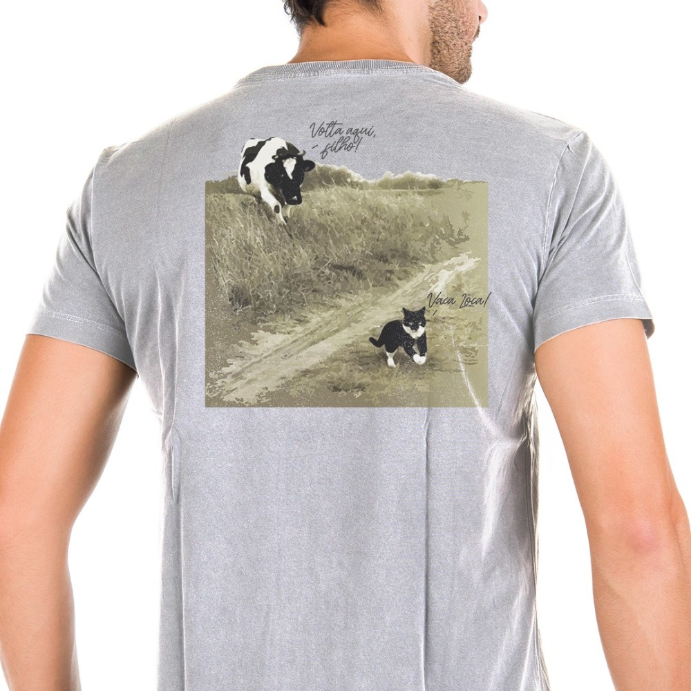 Camiseta Masculina Meme Da Vaca Lôca - Cinza 