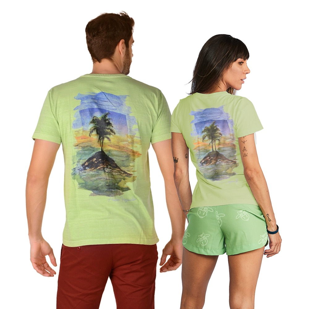 Camiseta Por do Sol por Helen Faganello - Verde Abacate 