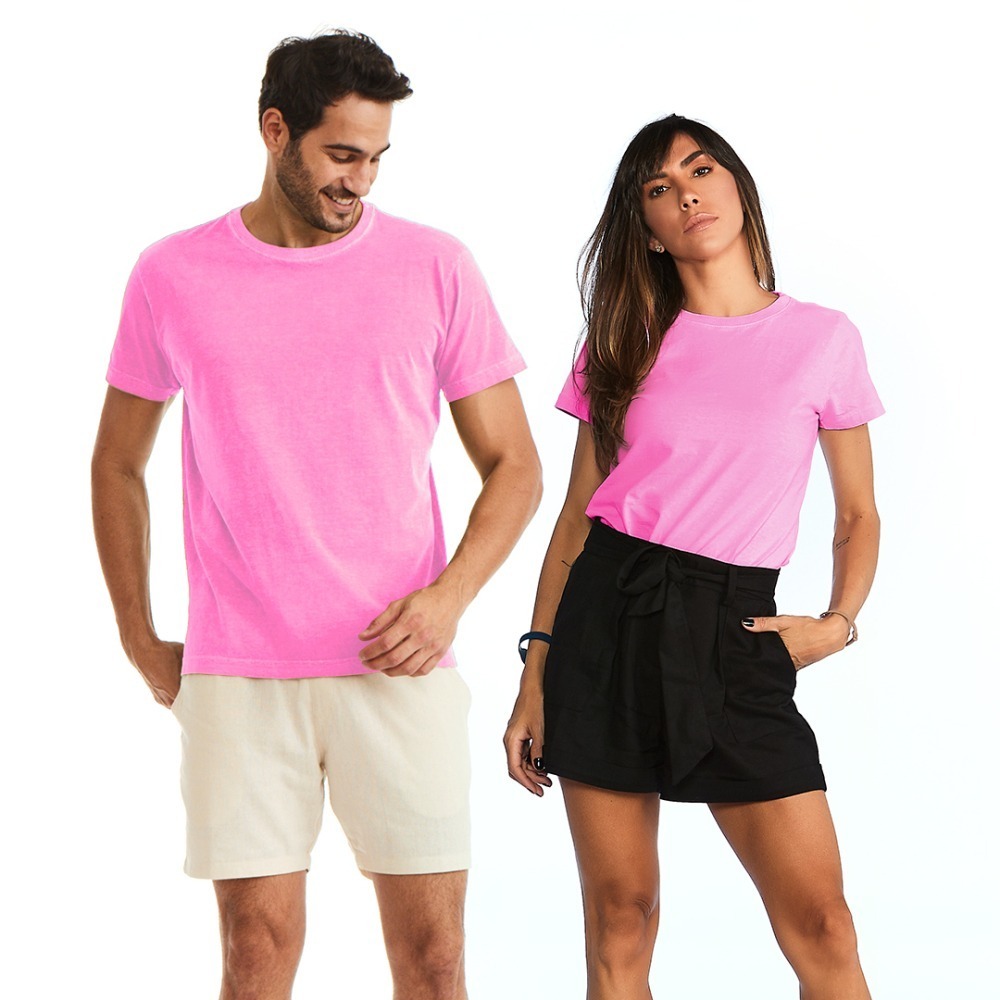 Camiseta Unissex Básica Vaca Lôca Rosa Neon 