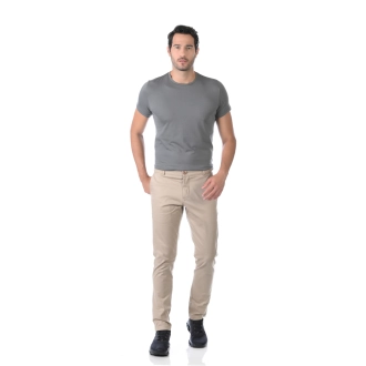 Calça Sarja Alfaiataria Clássica Elastano - Bege