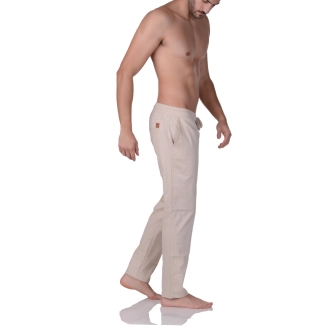 Calça Sarja Cós Elastico Easy Fit Bege