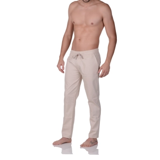 Calça Sarja Cós Elastico Easy Fit Bege