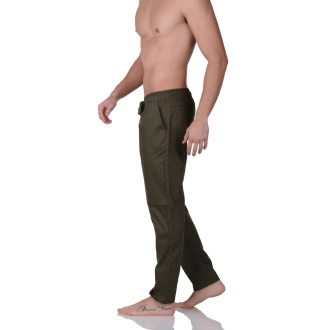 Calça Sarja Cós Elastico Easy Fit Verde Militar