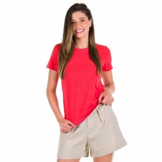 Camiseta Feminina Básica Estonada Vermelha