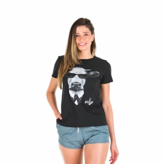 Camiseta Feminina Mad Cow Preta Baby Look 