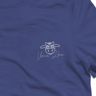Camiseta Infantil Assinatura Vaca Lôca Azul Escuro com Cinza