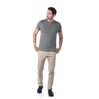 Camiseta Masculina Slim BASICOW - Algodão Egípcio Cinza