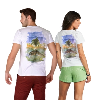 Camiseta Por do Sol por Helen Faganello - Branco