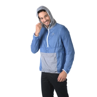 Casaco Corta Vento Vaca Lôca - Azul com Cinza