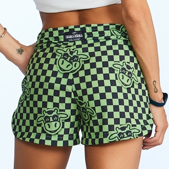 Short Feminino Praia Verde Xadrez Cós Liso 