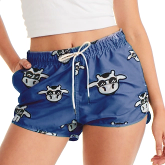 Short Feminino Praia Azul Caneta Vaca Lôca Cós Elástico