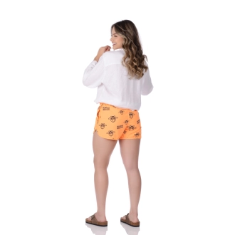 Short Feminino Praia Laranja Neon Não Aguenta Bebê Leite Cós Elástico