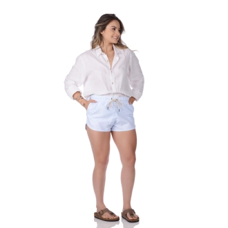 Short Feminino Praia Azul Bebê Listrado Saint Barth Cós Elástico 