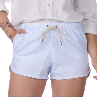 Short Feminino Praia Azul Bebê Listrado Saint Barth Cós Elástico 