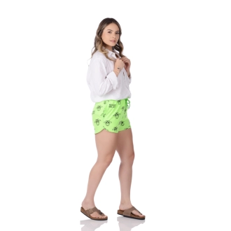 Short Feminino Praia Verde Neon Não Aguenta Bebê Leite Cós Elástico