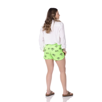 Short Feminino Praia Verde Neon Não Aguenta Bebê Leite Cós Elástico