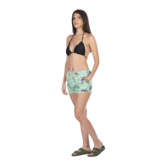 Short Feminino Praia Verde Pistache Pastel Não Aguenta Bebe Leite Cós Elástico 