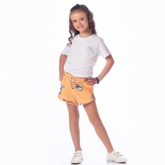 Short Infantil Praia Feminino Amarelo Não Aguenta Bebe Leite 