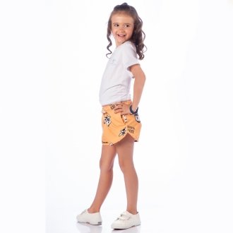 Short Infantil Praia Feminino Amarelo Não Aguenta Bebe Leite 