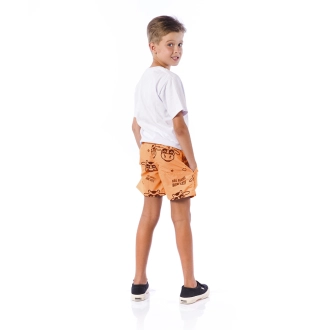 Short Infantil Praia Masculino Laranja Neon Não Aguenta Bebe Leite