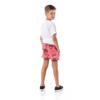 Short Infantil Praia Masculino Rosa Neon Não Aguenta Bebe Leite