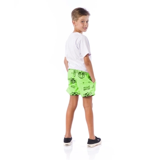 Short Infantil Praia Masculino Verde Neon Não Aguenta Bebe Leite