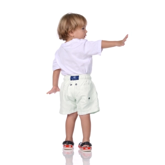 Short Infantil Praia Masculino Verde Tifany Listrado Maldivas