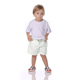 Short Infantil Praia Masculino Verde Tifany Listrado Maldivas
