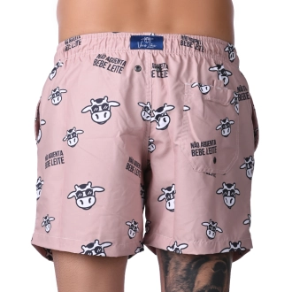 Short Masculino Praia Marrom Pastel Não Aguenta Bebe Leite